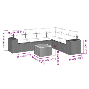 Set Divani da Giardino 7 pz con Cuscini Grigio in Polyrattan 3257796