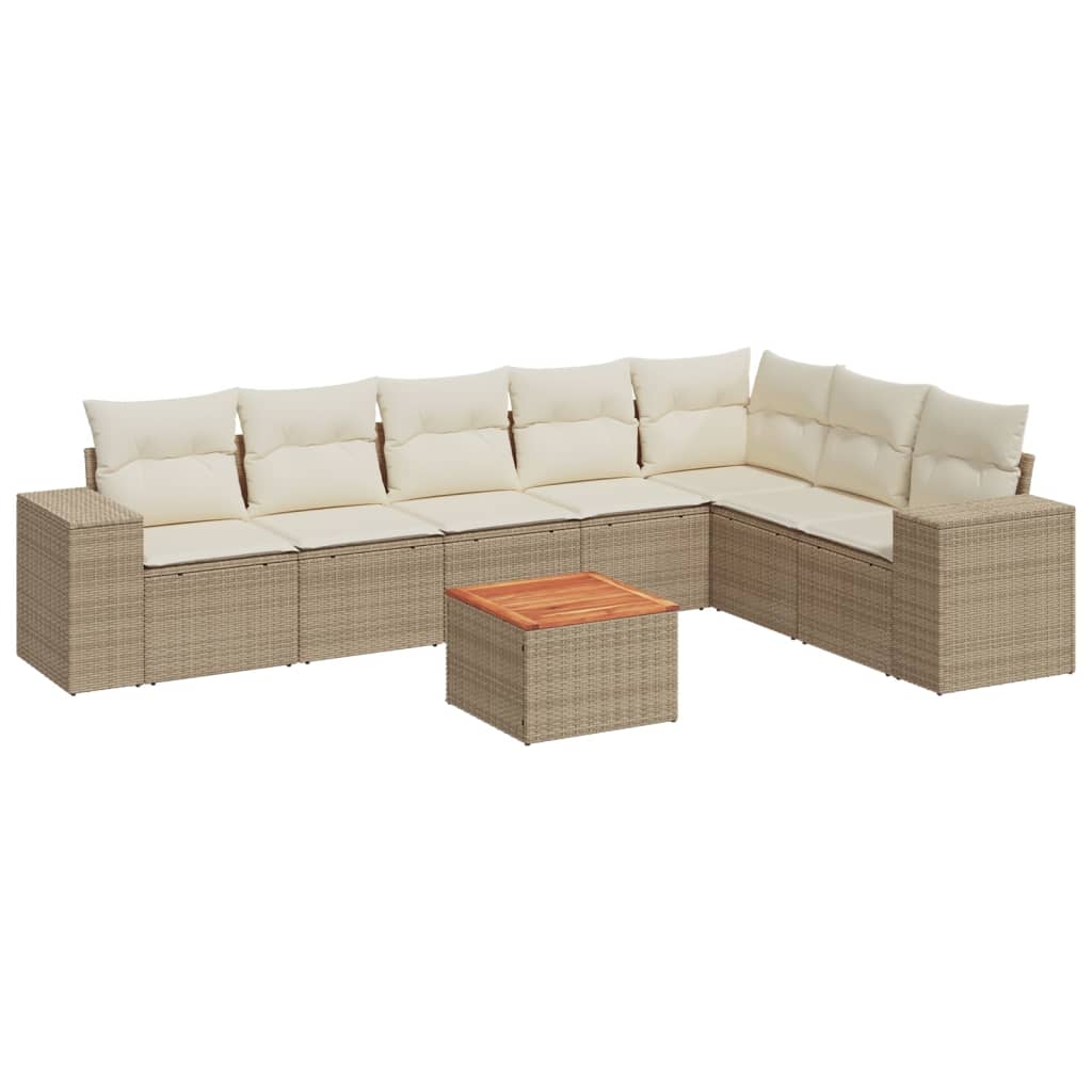 Set Divano da Giardino 8 pz con Cuscini Beige in Polyrattancod mxl 93130