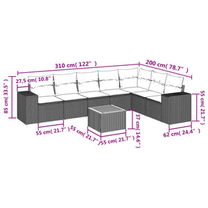 Set Divano da Giardino 8 pz con Cuscini Grigio in Polyrattan 3257810