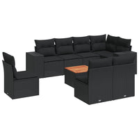 Set Divani da Giardino 9 pz con Cuscini Nero in Polyrattan 3257812