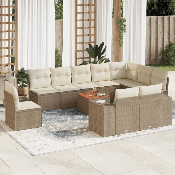 Set Divani da Giardino 11 pz con Cuscini Beige in Polyrattancod mxl 87895