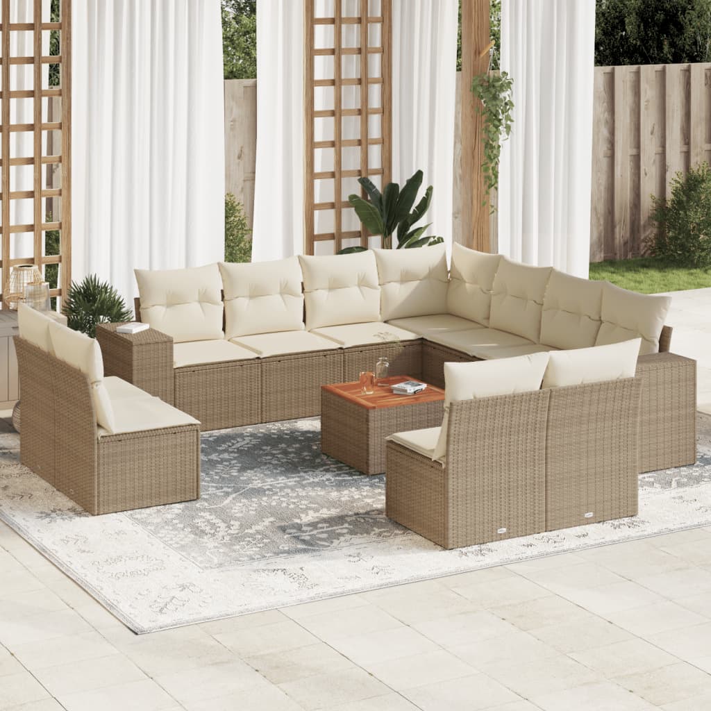 Set Divani da Giardino 12 pz con Cuscini Beige in Polyrattancod mxl 88047