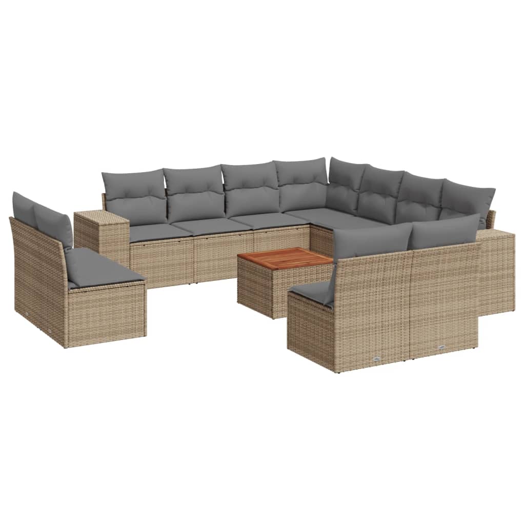 Set Divani da Giardino 12 pz con Cuscini Beige in Polyrattan 3257837