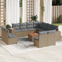 Set Divani da Giardino 12 pz con Cuscini Beige in Polyrattan 3257837