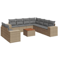 Set Divano da Giardino 10 pz con Cuscini Beige in Polyrattan 3257844