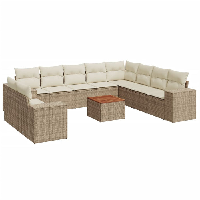 Set Divani da Giardino 11 pz con Cuscini Beige in Polyrattan 3257850