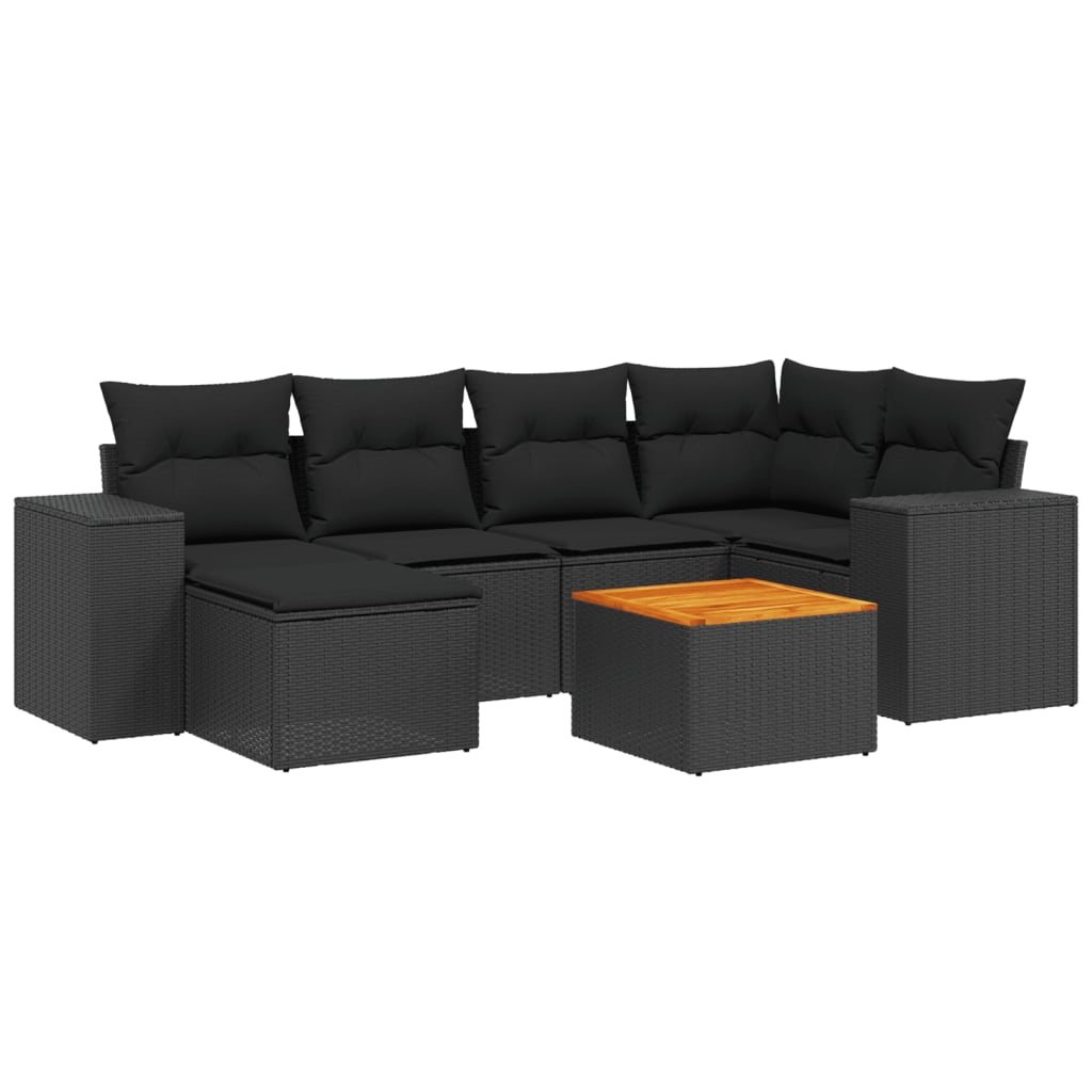 Set Divani da Giardino con Cuscini 7pz Nero Polyrattan 3257875