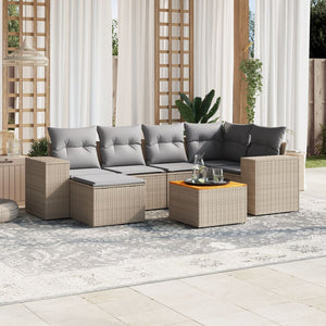 Set Divani da Giardino 7 pz con Cuscini Beige in Polyrattan 3257879