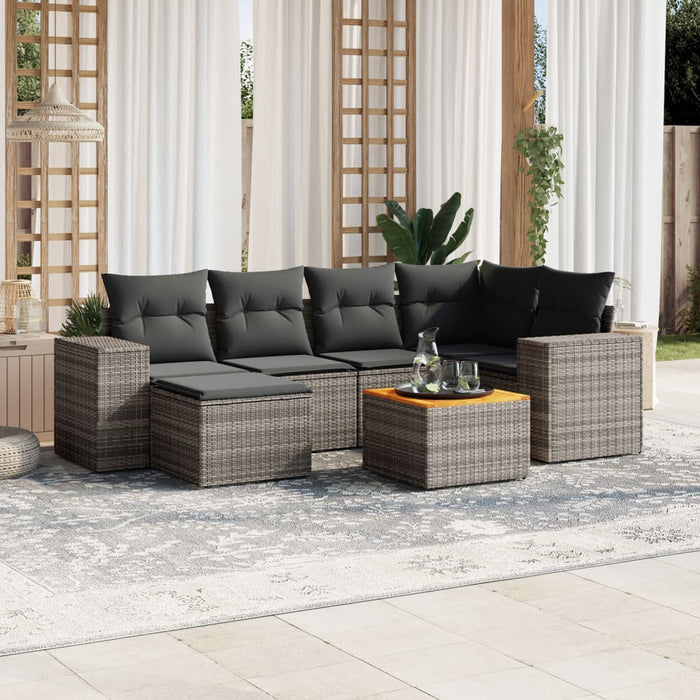 Set Divani da Giardino 7 pz con Cuscini Grigio in Polyrattancod mxl 113628