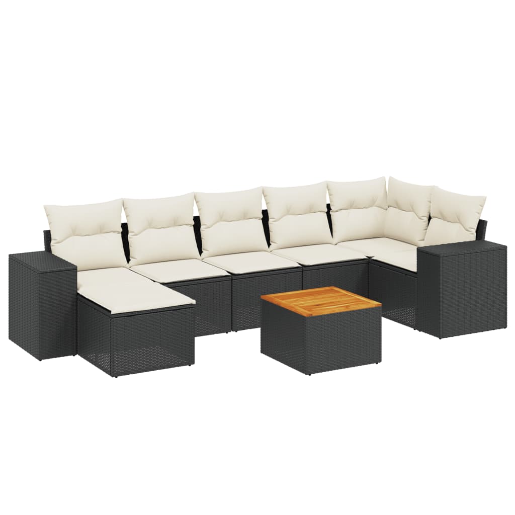 Set Divani da Giardino con Cuscini 8 pz Nero in Polyrattan 3257883