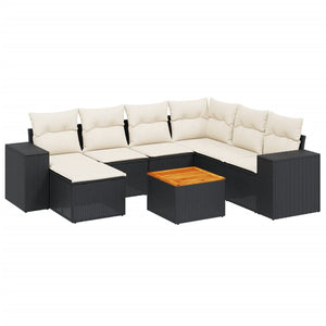 Set Divani da Giardino con Cuscini 8 pz Nero in Polyrattan 3257890