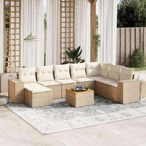 Set Divano da Giardino 9 pz con Cuscini Beige in Polyrattancod mxl 116788