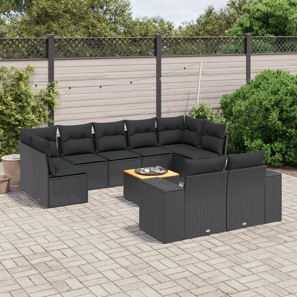 Set Divani da Giardino 10pz con Cuscini in Polyrattan Nerocod mxl 113631