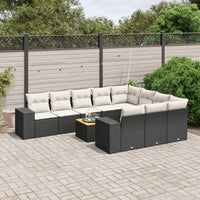 Set Divani da Giardino 11 pz con Cuscini in Polyrattan Nero 3257953