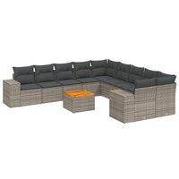 Set Divani da Giardino 11 pz con Cuscini in Polyrattan Grigio 3257971