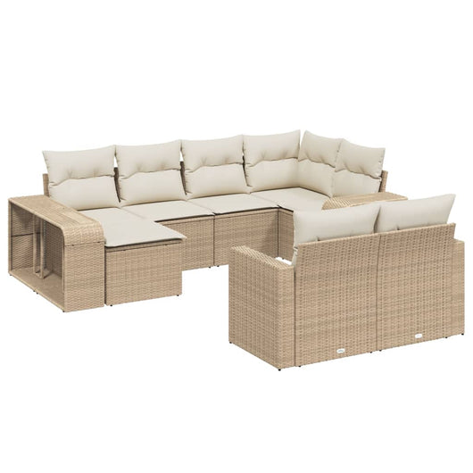 Set Divano da Giardino 10 pz con Cuscini Beige in Polyrattancod mxl 114851