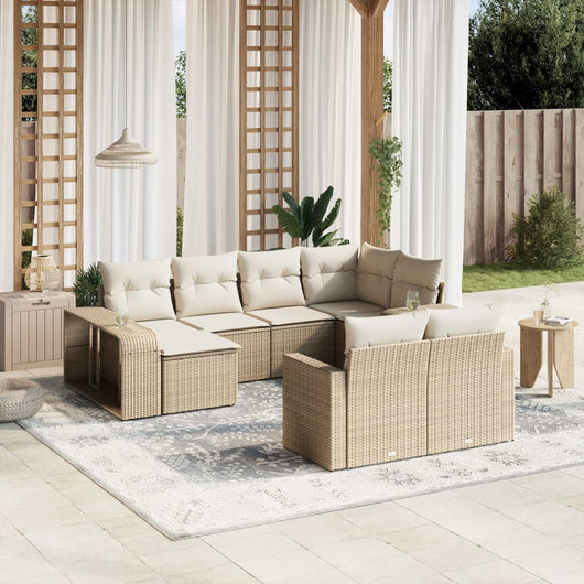 Set Divano da Giardino 10 pz con Cuscini Beige in Polyrattancod mxl 114851