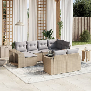 Set Divani da Giardino 11 pz con Cuscini Beige in Polyrattan 3261299