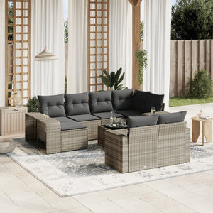 Set Divani da Giardino 11 pz con Cuscini in Polyrattan Grigio 3261302