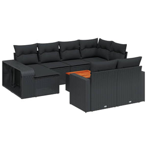 Set Divani da Giardino 11 pz con Cuscini in Polyrattan Nero 3261305