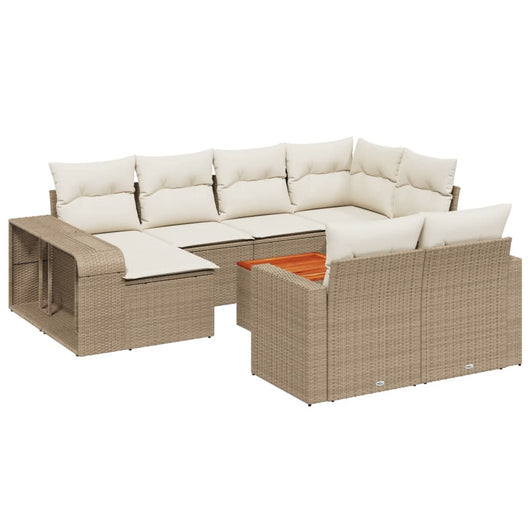 Set Divani da Giardino 11 pz con Cuscini Beige in Polyrattan 3261308