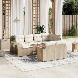 Set Divani da Giardino 11 pz con Cuscini Beige in Polyrattan 3261308