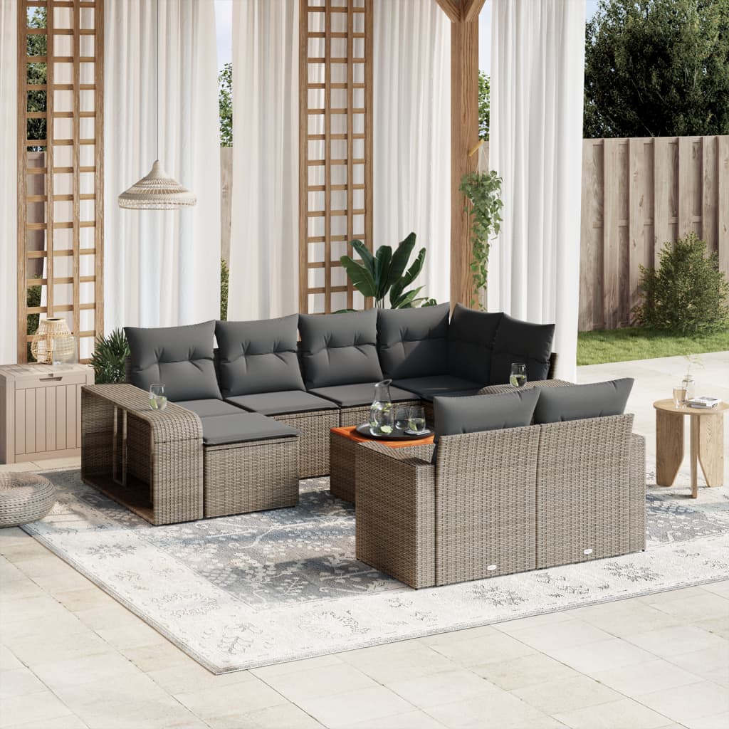 Set Divani da Giardino 11 pz con Cuscini in Polyrattan Grigiocod mxl 113320