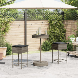 Set Bar da Giardino 3pz con Cuscini Grigio in Polyrattan 3261442