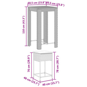 Set Bar da Giardino 5 pz con Cuscini in Polyrattan Grigio 3261451