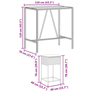 Set Bar da Giardino 5 pz con Cuscini in Polyrattan Grigio 3261468