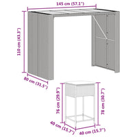 Set Bar da Giardino 7 pz con Cuscini in Polyrattan Grigio 3261518