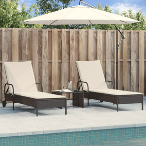 Lettini Prendisole con Cuscini 2 pz Neri in Polyrattan 3261434