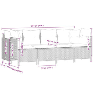 Set Divano da Giardino 5 pz con Cuscini Beige in Polyrattan 3261524