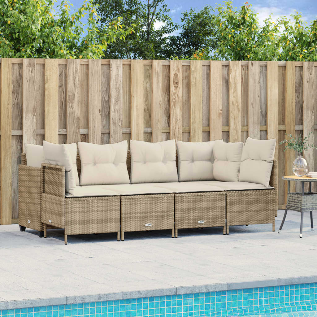 Set Divano da Giardino 5 pz con Cuscini Beige in Polyrattan 3261525