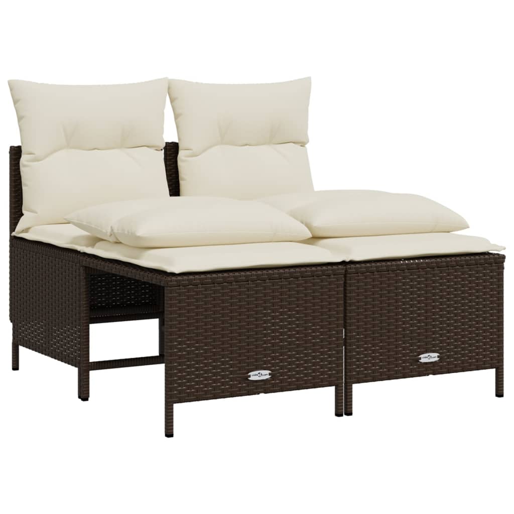 Set Divano da Giardino 5 pz con Cuscini Marrone in Polyrattan 3261528