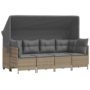 Set Divano da Giardino 5 pz con Cuscini Beige in Polyrattan 3261530