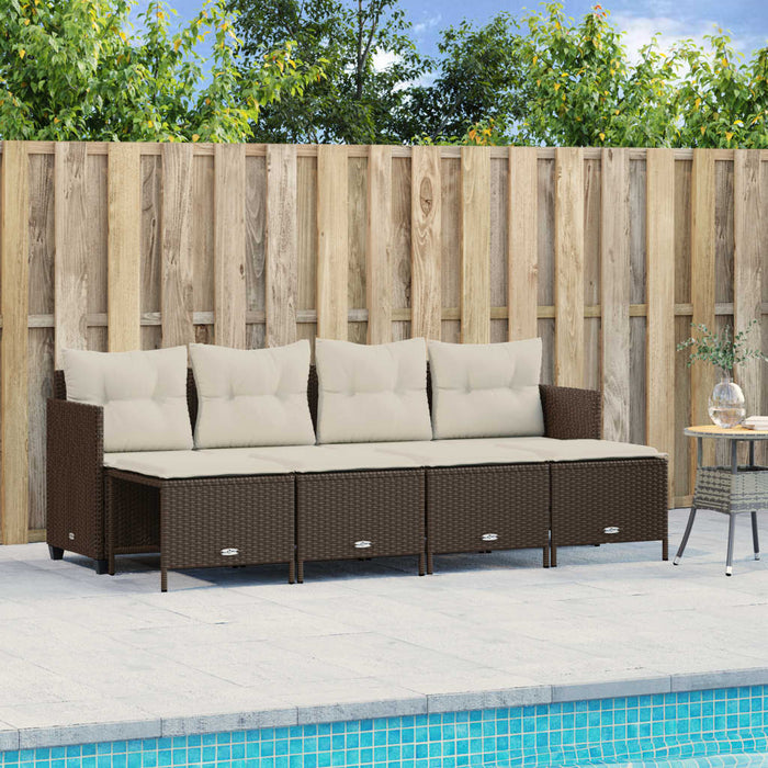 Set Divano da Giardino 5 pz con Cuscini Marrone in Polyrattan 3261534