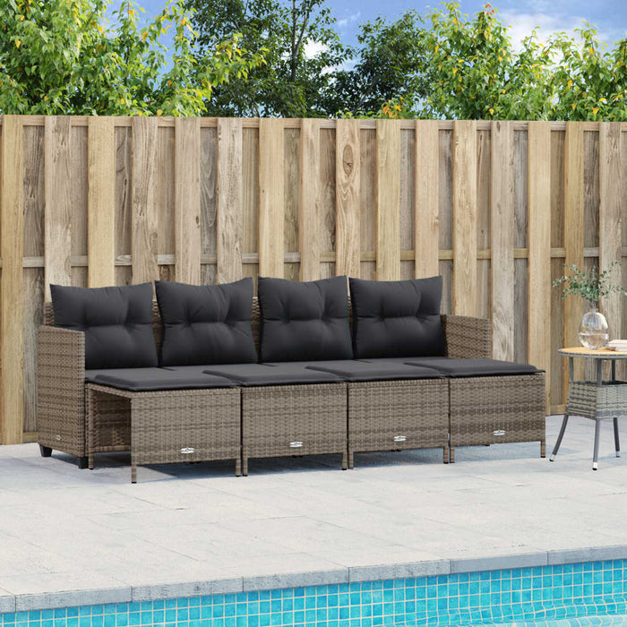 Set Divano da Giardino 5 pz con Cuscini Grigio in Polyrattan 3261535