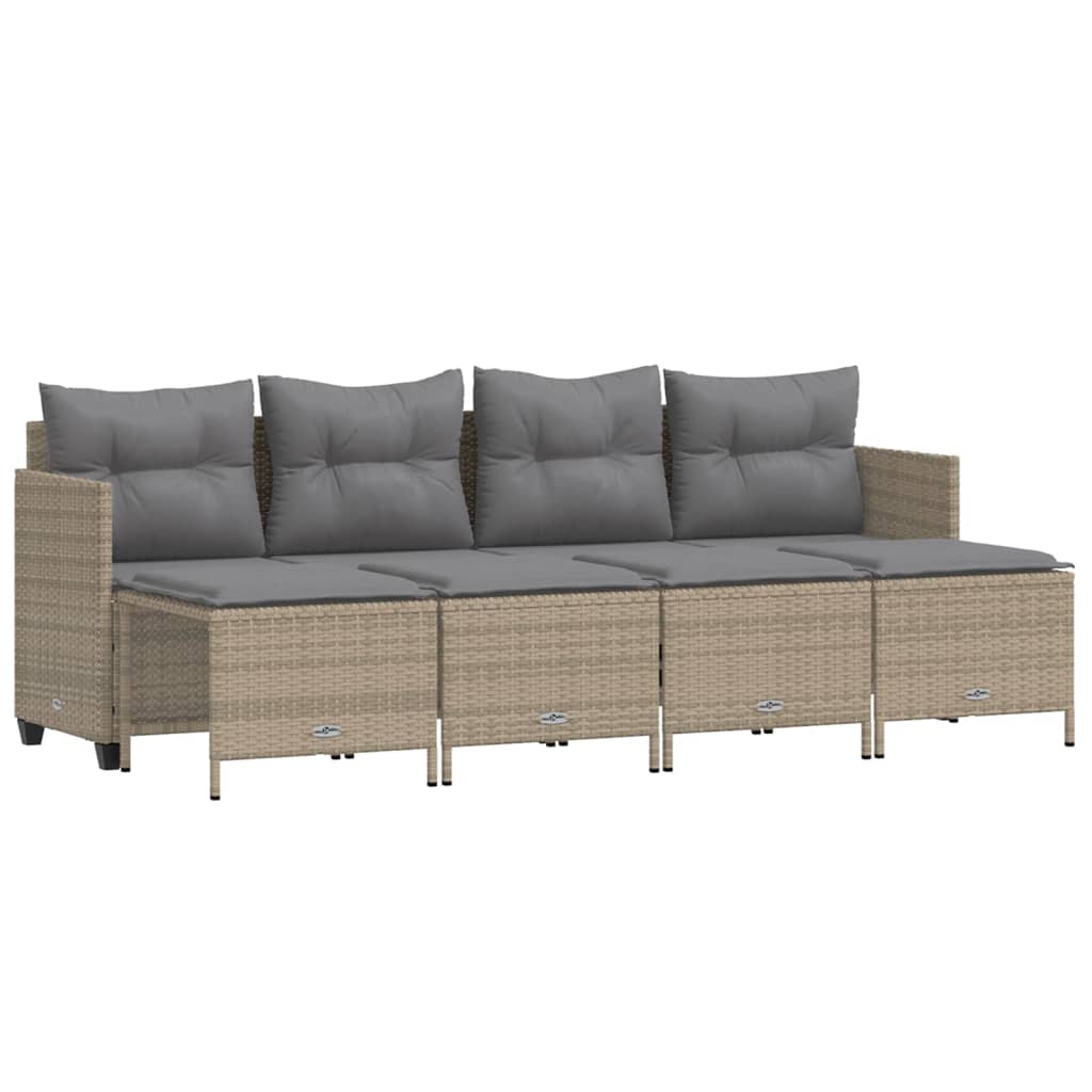 Set Divano da Giardino 5 pz con Cuscini Beige in Polyrattan 3261536