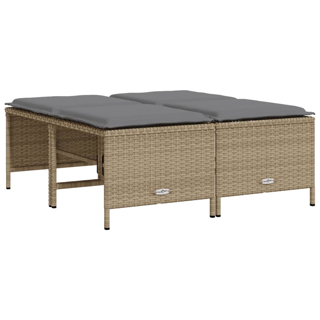 Set Divano da Giardino 5 pz con Cuscini Beige in Polyrattan 3261536