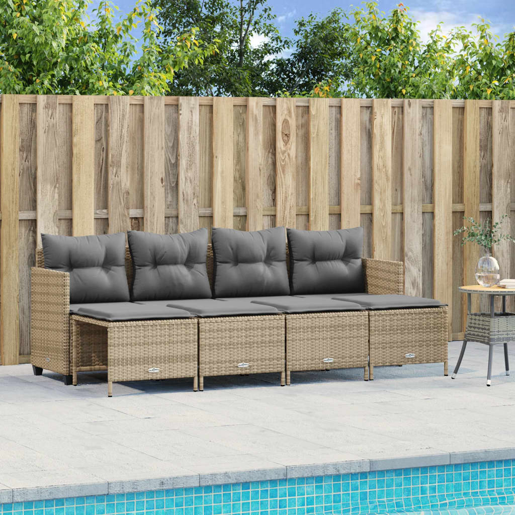 Set Divano da Giardino 5 pz con Cuscini Beige in Polyrattan 3261536