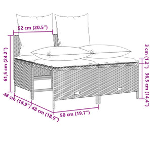 Set Divani da Giardino 5 pz con Cuscini in Polyrattan Nero 3261545