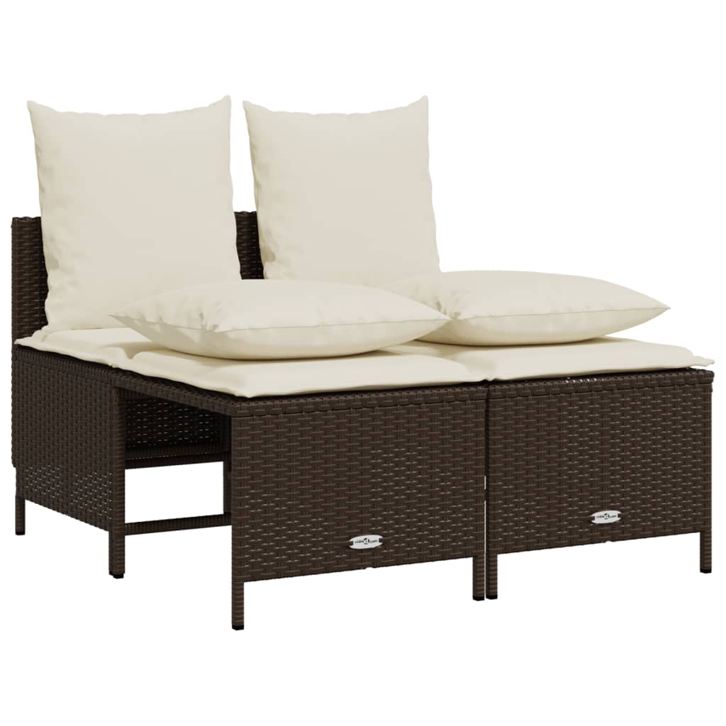 Set Divano da Giardino 5 pz con Cuscini Marrone in Polyrattan 3261546