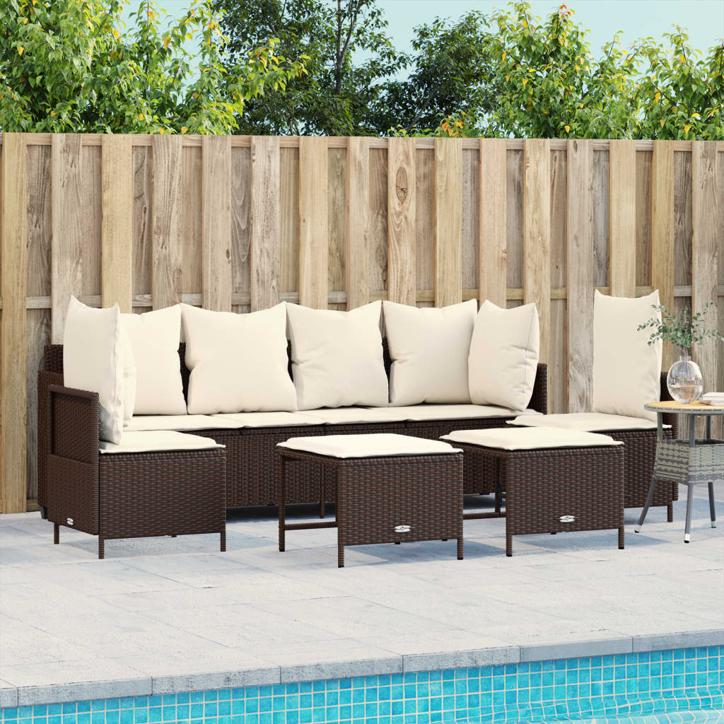 Set Divano da Giardino 5 pz con Cuscini Marrone in Polyrattan 3261546