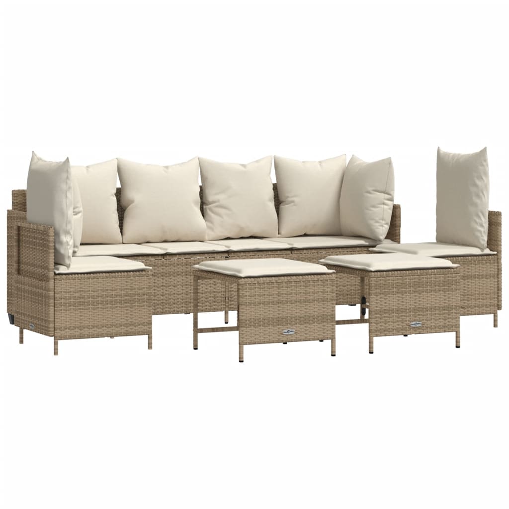 Set Divano da Giardino 5 pz con Cuscini Beige in Polyrattan 3261549