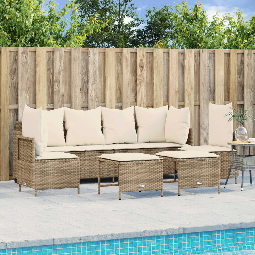 Set Divano da Giardino 5 pz con Cuscini Beige in Polyrattan 3261549