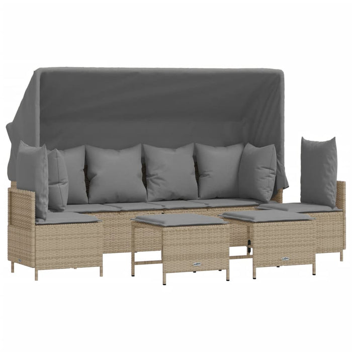 Set Divano da Giardino 5 pz con Cuscini Beige in Polyrattan 3261554