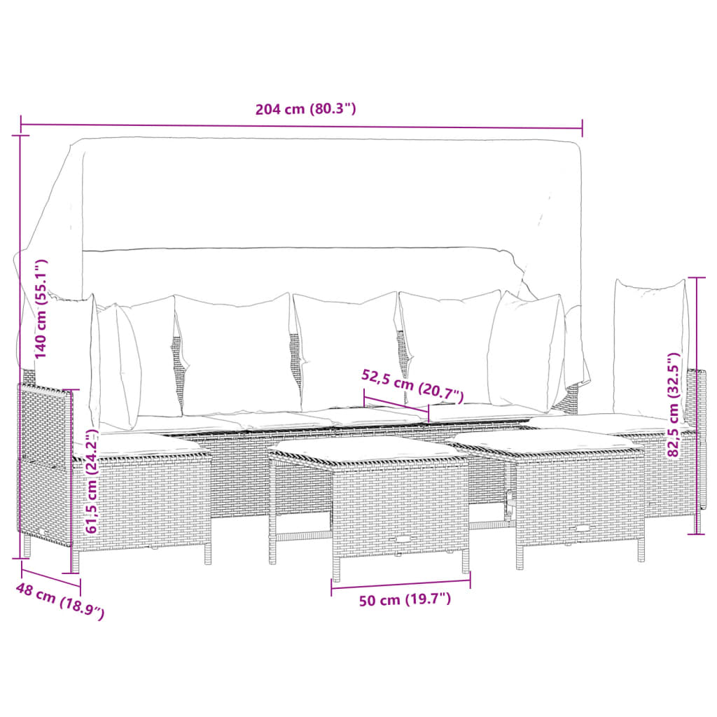 Set Divano da Giardino 5 pz con Cuscini Beige in Polyrattan 3261554