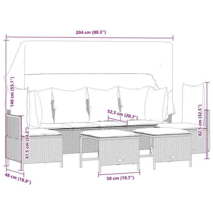 Set Divano da Giardino 5 pz con Cuscini Beige in Polyrattan 3261554