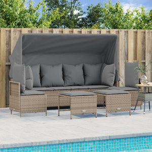 Set Divano da Giardino 5 pz con Cuscini Beige in Polyrattan 3261554